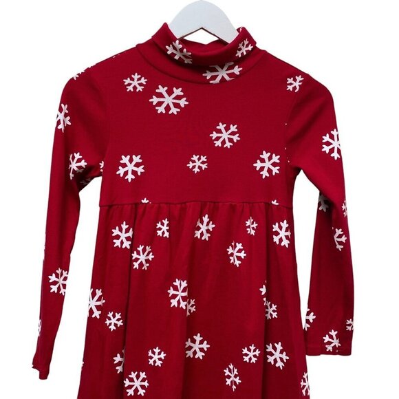 Gymboree Girls Holiday Dress Size 9  Red Snowflake Long Sleeve Cotton Turtleneck - Picture 6 of 8